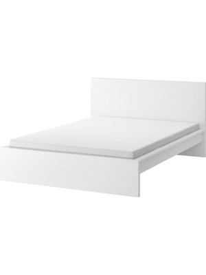 IKEA Çift Kişilik Karyola Iskeleti 140X200 cm Beyaz - Modern Iskandinav Tarzı Ahşap Yatak Odası Karyolası (Yatak/şilte Hariç)