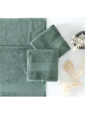 Yataş Essentials Penye Pamuk El / Yüz / Baş Havlusu 3'lü Set - Koyu Yeşil 50X90 cm