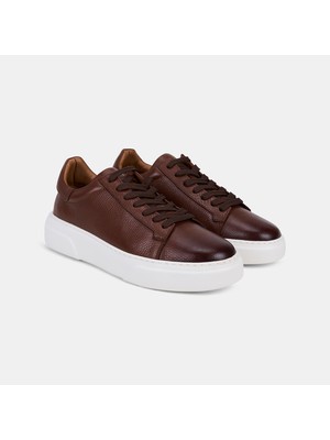 Desa Erkek Taba Bağcıklı Kalın Tabanlı Deri Sneaker