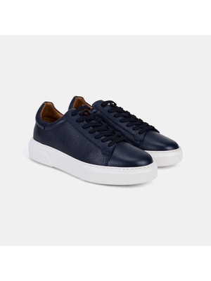 Desa Erkek Lacivert Bağcıklı Kalın Tabanlı Deri Sneaker