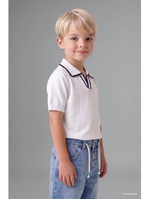 DeFacto Regular Fit V Yaka Beyaz Tişört Erkek Bebek H9069A526AU