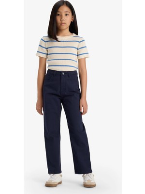 DeFacto %100 Pamuk Straight Fit Geniş Bol Paça Cepli Okul Pantolonu Kız Çocuk C9471A825AU