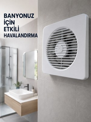 20 W Havalandırma Fanı 150 mm Bağlantı Çapı 20,8 x 20,8 cm Dekoratif Aspiratör - Lisinya