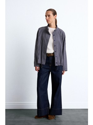 DeFacto %100 Pamuk Baggy Fit Geniş Paça Cepli Yıkamalı Kemerli Jean Pantolon H7129AX26AU