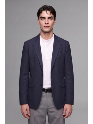 DeFacto Slim Fit Çentikli Yaka İki Düğmeli Blazer Ceket F7690AX26AU