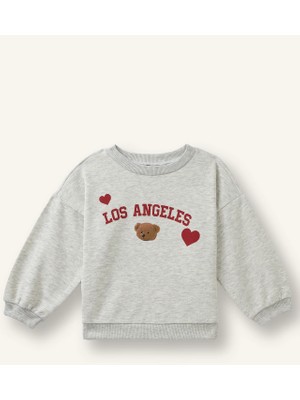 DeFacto Regular Fit Bisiklet Yaka Baskılı Kalın Sweatshirt Kız Bebek I1707A526AU