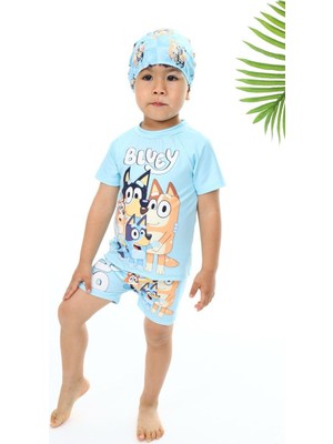 Neat Kids Erkek Çocuk Bluey 3 Parça Bone Tişört Şort Mayo Takımı