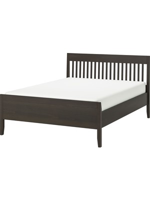 IKEA Çift Kişilik Karyola Iskeleti 140X200 cm Kahverengi - Modern Iskandinav Tarzı Ahşap Yatak Odası Karyolası (Yatak/şilte Hariç)