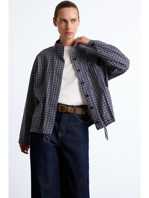 DeFacto %100 Pamuk Regular Fit Kareli Poplin Uzun Kollu Tunik H0675AX26AU