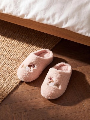 LC Waikiki Köpek Nakışlı Pelüş Kadın Ev Terliği  (W6)