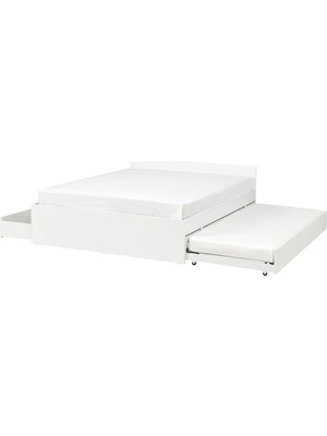 IKEA Çift Kişilik Çekmeceli Karyola Iskeleti 140X200 cm Beyaz - Modern Iskandinav Tarzı Ahşap Yatak Odası Karyolası (Yatak/şilte Hariç)