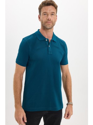 Tudors Erkek Slim Fit Dar Kesim Premium Seri %100 Pamuk Yumuşak Dokulu Merserize Petrol Polo Yaka Tişört