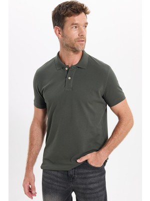 Tudors Erkek Slim Fit Dar Kesim Premium Seri %100 Pamuk Yumuşak Dokulu Merserize Yeşil Polo Yaka Tişört