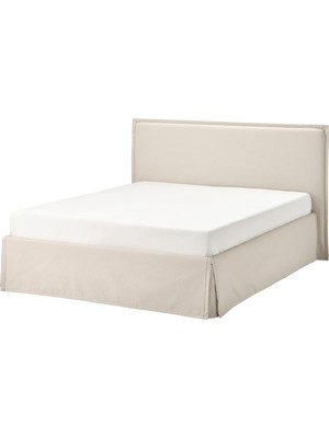 IKEA Çift Kişilik Karyola Iskeleti 160X200 cm Bej - Modern Iskandinav Tarzı Ahşap Yatak Odası Karyolası (Yatak/şilte Hariç)