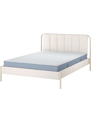 IKEA Çift Kişilik Karyola Iskeleti 140X200 cm Bej - Modern Iskandinav Tarzı Ahşap Yatak Odası Karyolası (Yatak/şilte Hariç)