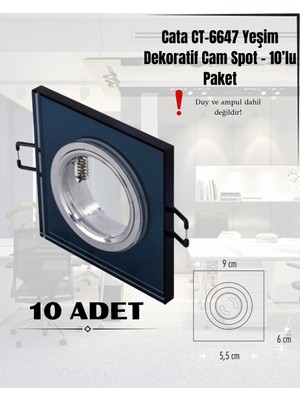 Cata CT-6647 Yeşim Dekoratif Cam Spot - 10’lu Paket