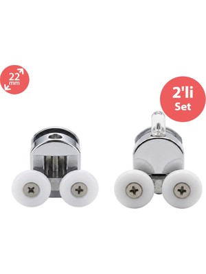 Eym Duşakabin Tekerleği 2 Li Set Metal Gövde Teker Çapı 22 mm