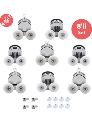 Eym Duşakabin Tekerleği 8 Li Set Metal Gövde Teker Çapı 22 mm