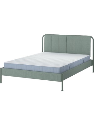 IKEA Çift Kişilik Karyola Iskeleti 140X200 cm Gri - Modern Iskandinav Tarzı Ahşap Yatak Odası Karyolası (Yatak/şilte Hariç)