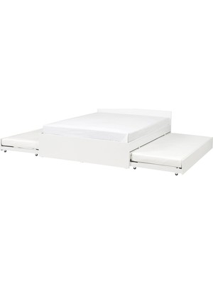 IKEA Çift Kişilik Karyola Iskeleti 140X200 cm Beyaz - Modern Iskandinav Tarzı Ahşap Yatak Odası Karyolası (Yatak/şilte Hariç)