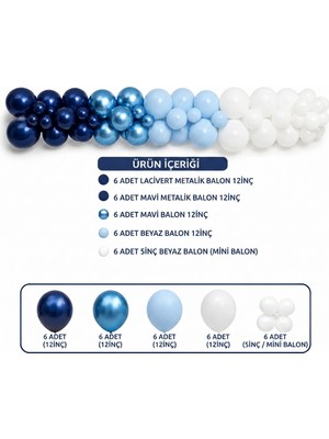 Çavuş E-Ticaret Doğum Günü,hastane Odası Süsleme,sünnet Parti Konsepti Süsleme Balon Seti  Lacivert Mavi Metalik Balon Seti