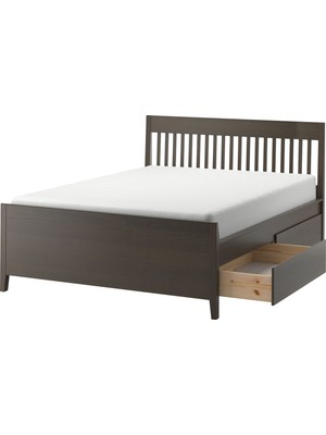 IKEA Çift Kişilik Çekmeceli Karyola Iskeleti 140X200 cm Huş - Modern Iskandinav Tarzı Ahşap Yatak Odası Karyolası (Yatak/şilte Hariç)