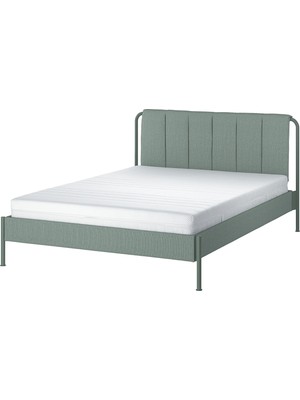 IKEA Çift Kişilik Karyola Iskeleti 140X200 cm Gri - Modern Iskandinav Tarzı Ahşap Yatak Odası Karyolası (Yatak/şilte Hariç)