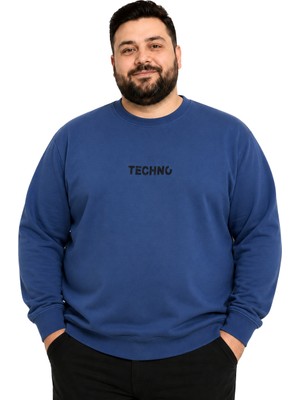 Battal Moda Erkek Büyük Beden Marin Iki Iplik Techno Sweatshirt 5xl-6xl-7xl-8xl