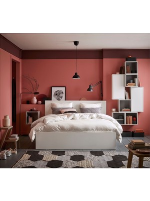 IKEA Çift Kişilik Çekmeceli Karyola Iskeleti 140X200 cm Beyaz - Modern Iskandinav Tarzı Ahşap Yatak Odası Karyolası (Yatak/şilte Hariç)