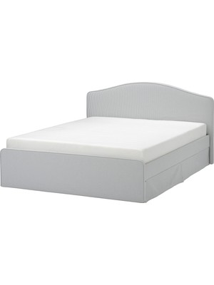 IKEA Çift Kişilik Başlıklı Karyola Iskeleti 140X200 cm Beyaz - Modern Iskandinav Tarzı Ahşap Yatak Odası Karyolası (Yatak/şilte Hariç)