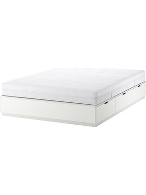 IKEA Çift Kişilik Çekmeceli Karyola Iskeleti 140X200 cm Beyaz - Modern Iskandinav Tarzı Ahşap Yatak Odası Karyolası (Yatak/şilte Hariç)