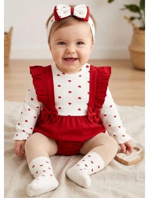 Milays Kız Bebek Bandanalı Çoraplı %100 Pamuk 3 Lü Takım