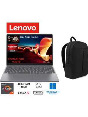 Lenovo ıdeapad Slim 3 Amd Ryzen 7 170(YENI Nesil) 40GB 2tb SSD W11 Pro 15.3"taşınabilir Bilgisayar 83K700PSTR Duddi Çanta