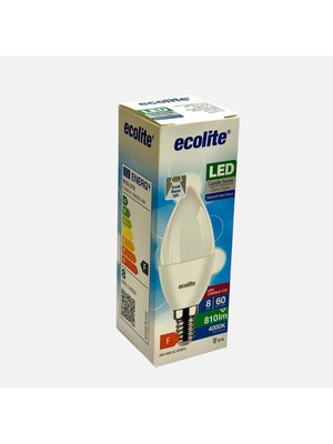 Ecolite 8W E14 LED Mum Ampul Kırık Beyaz 4000K Doğal Işık