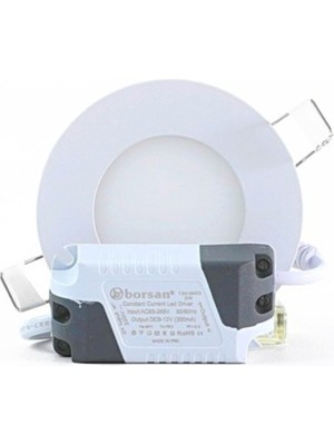 Borsan 3W LED Panel Armatür Beyaz 6500K Sıva Altı Tavan Spot