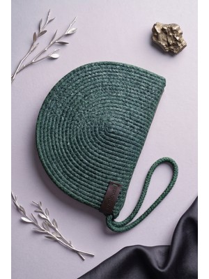 Linahouse Yarım Ay Formlu Kadın Kordon Portföy ve Clutch Çanta - Zümrüt Yeşili