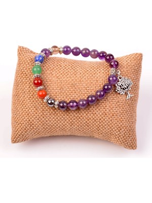 Taş Sandığı Ametist Taşı Çakra Bileklik - 8 mm