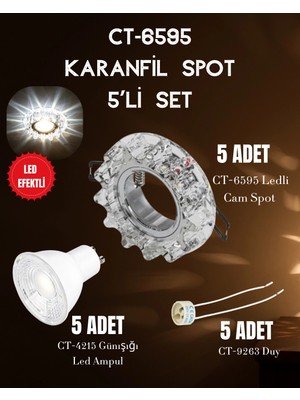 Cata Karanfil Spot Set ( 5 Adet CT-6595 Spot+ 5 Adet CT-4215 Günışığı+ 5 Adet CT-9263 Duy)