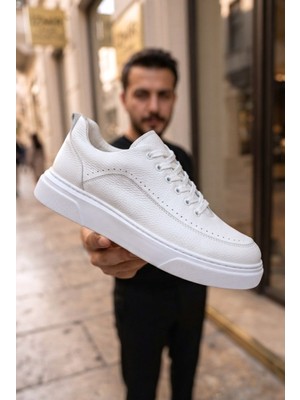 Zerenyus ZRK-X12X Yüksek Kalite Kalın Taban Beyaz Günlük Erkek Sneaker