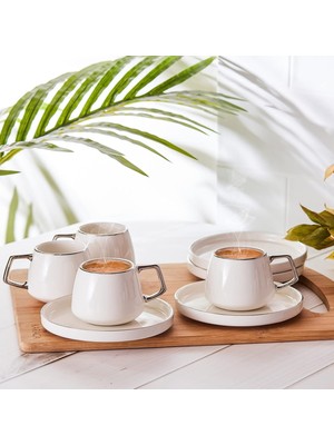 Brf Store Su Store Karaca Saturn 6 Kişilik Kahve Fincanı Takımı 100 ml Platin