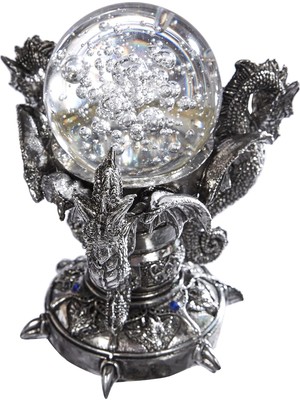 Brf Store Su Store Design Toscano Dragons Of Corfu Castle Gotik Dekor Heykeli Küre Heykelcik, 13,8 Cm, Gümüş K