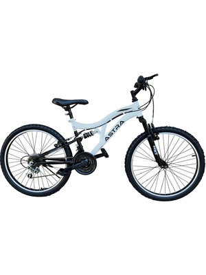 Belderia Astra Track 24" Beyaz Siyah Çift Amortisörlü Dağ Bisikleti