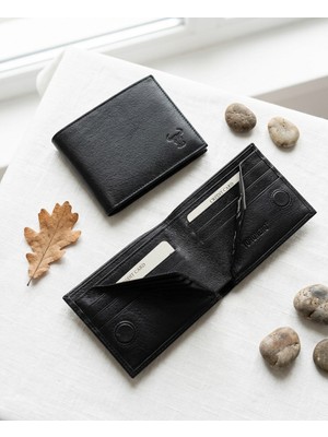 Passtell %100 Hakiki Deri Mıknatıs Kapamalı Klasik Orta Boy Erkek Cüzdan 11*9 cm