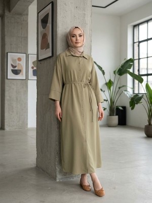 Foremia Takma Manşet Dabıl Elbise-Yağ Yeşili -