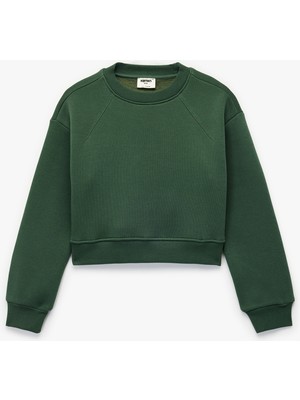 Koton Uzun Kollu Bisiklet Yaka Basic Sweatshirt