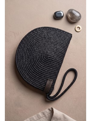 Linahouse Yarım Ay Formlu Kadın Kordon Portföy ve Clutch Çanta - Gece Siyahı