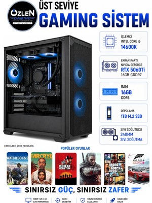 Özlen XL41 İ5 14600K RTX 5060 Tİ 16GB 1TB M.2 SSD 16GB DDR5 RAM Üst Seviye Oyuncu Bilgisayarı
