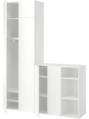 IKEA Modern Beyaz Bebek/çocuk Gardırop 180X42X236 cm - Iskandinav Tarzı Sağlam Ahşap Çocuk Odası Dolabı - Modüler Depolamalı Yapı