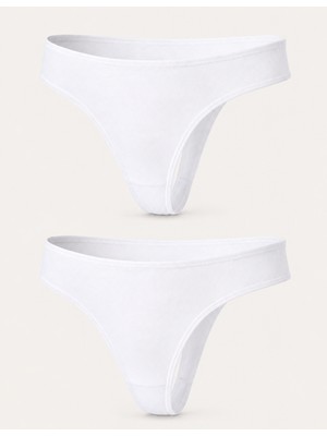 Organickid Ease Kadın Beyaz Tanga Külot 2'li Set