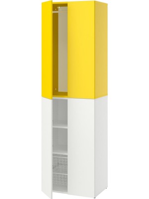 IKEA Modern Beyaz Bebek/çocuk Gardırop 60X42X200 cm - Iskandinav Tarzı Sağlam Ahşap Çocuk Odası Dolabı - Modüler Depolamalı Yapı